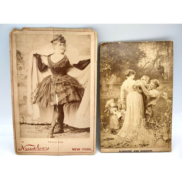 Other - Antique Cabinet Cards Fannie Rice Newsboy NY Sunshine and Shadow Lot 1800s Era